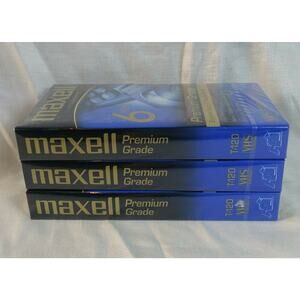 LOT Of 3 SEALED Maxell T-120 Blank VHS Video Cassette Tapes Premium Grade 6 Hour